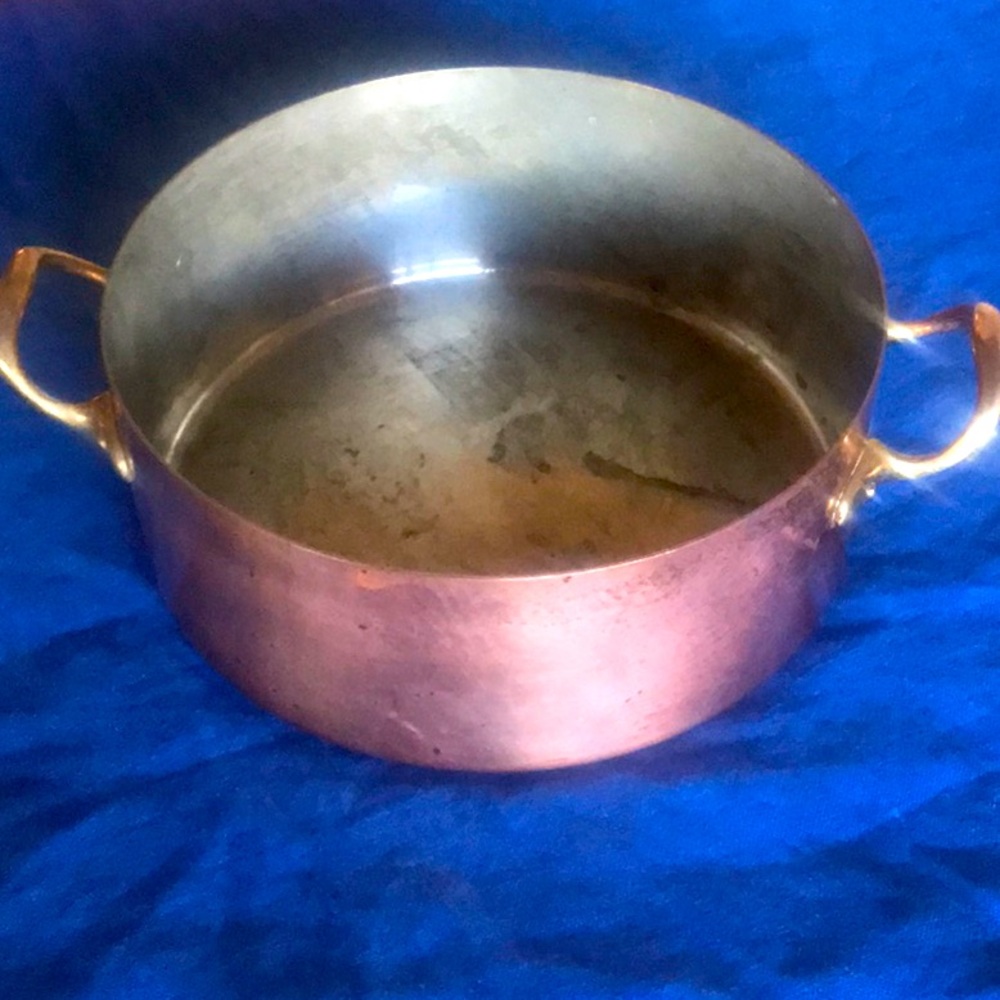 Vintage Bon Gusto Italian Copper Sauce Pan, brass handles